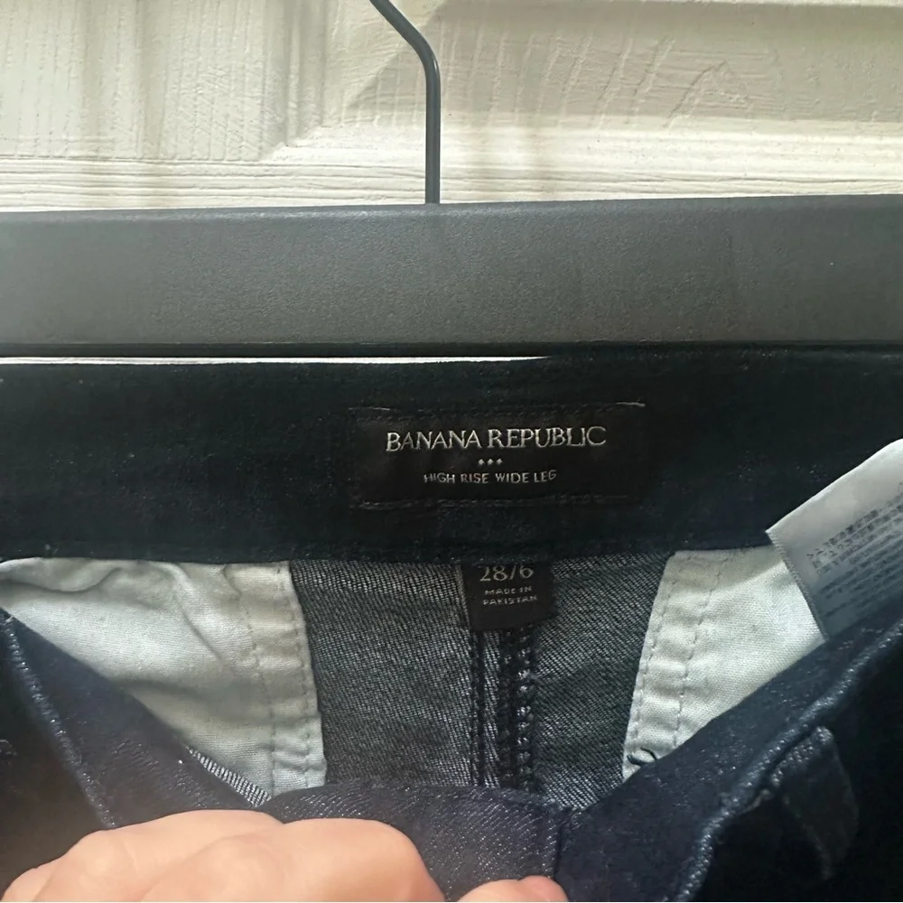 Banana Republic high rise wide leg dark blue jeans 28 6 front pockets
